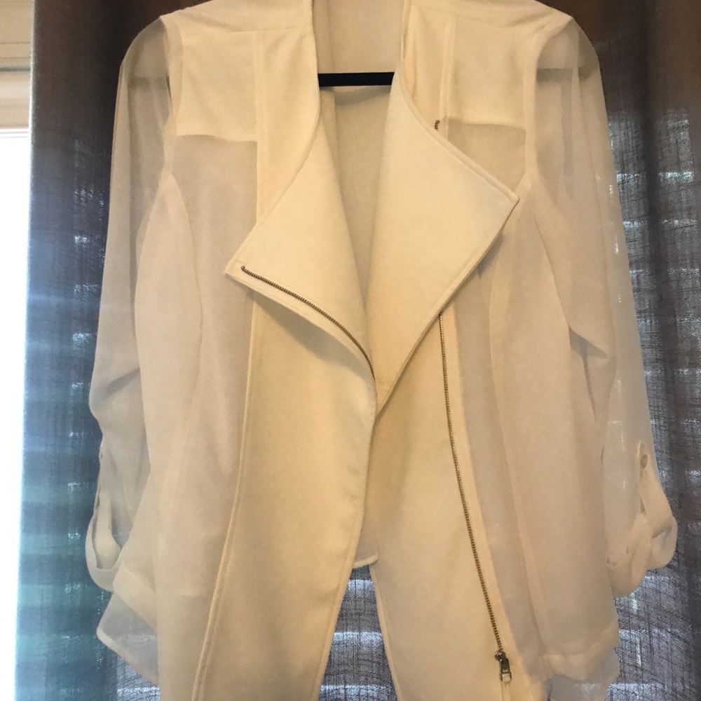 Lane Bryant sheer zip front blouse